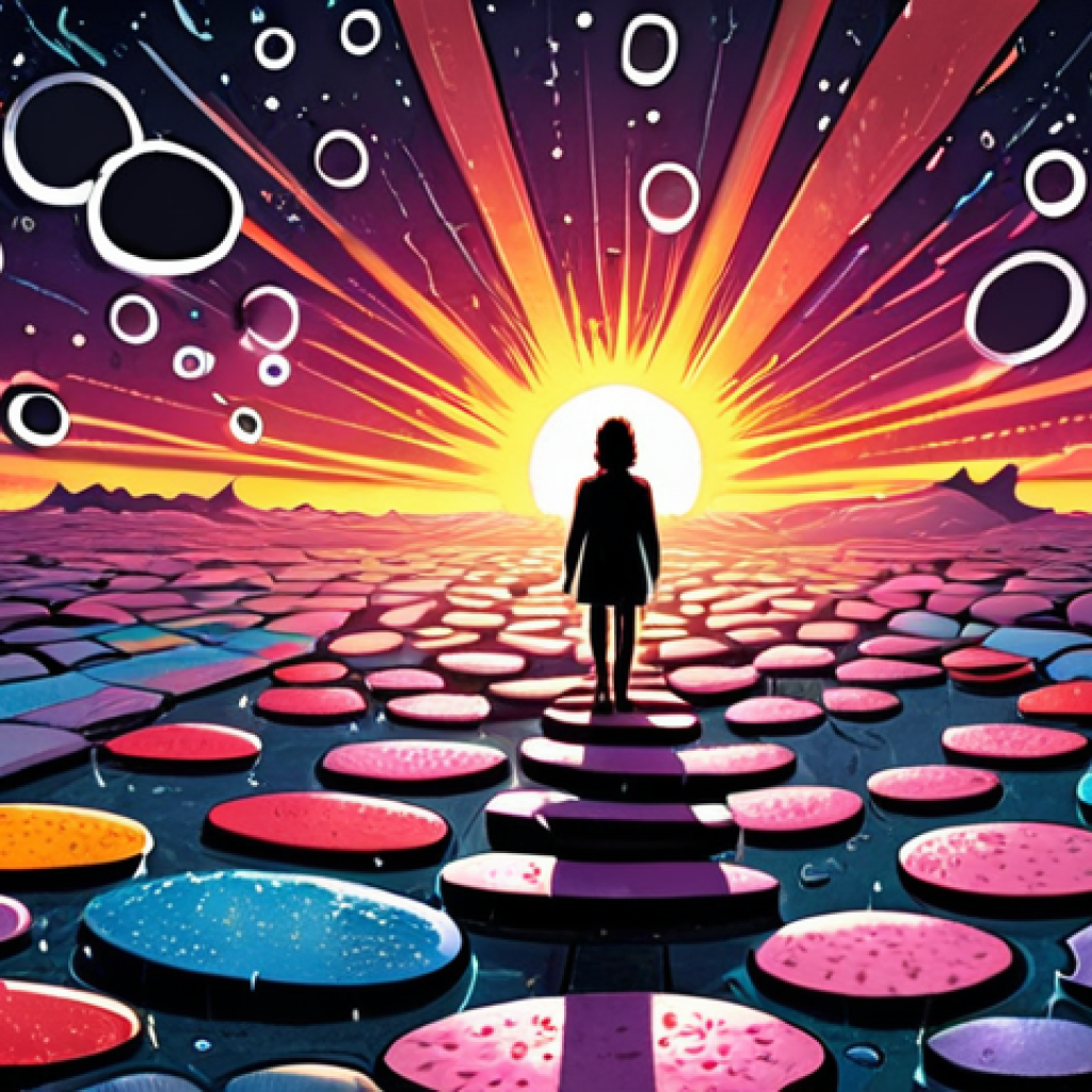 **Prompt 1: Transforming Criticism into Growth**
A contemporary webcomic artist, initially depicted as huddled and overwhelmed by a storm of dark, spiky, negative comment bubbles swirling around them. A beam of light breaks through, transforming these harsh words into glowing, colorful, structured stepping stones that the artist now confidently ascends, eyes fixed on an inspiring, brightly lit horizon. The background evolves from oppressive gloom to vibrant, blossoming creativity, symbolizing personal and artistic growth. Digital art, expressive, dynamic composition, high detail.